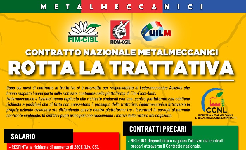 SCIOPERO UNITARIO PER CONTRATTO FEDERMECCANICA-ASSISTAL:  4 ore a Bergamo e Varese domani 11 dicembre e 4 ore nelle altre province il 13 dicembre