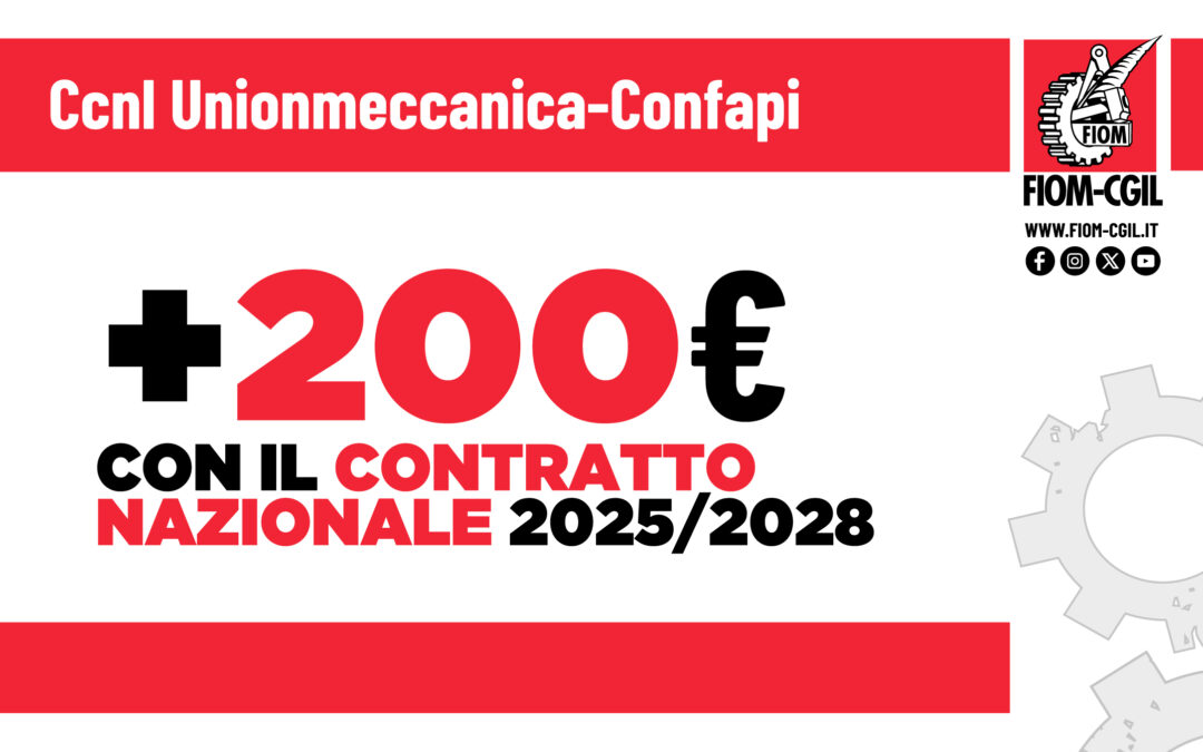 Unionmeccanica-Confapi. +200 euro con il contratto nazionale 2025/2028